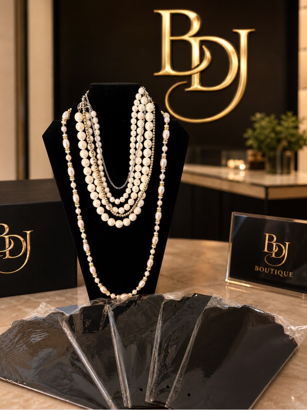New Black Felt Notched Necklace Display Stand | Jewelry Show Vendor Display